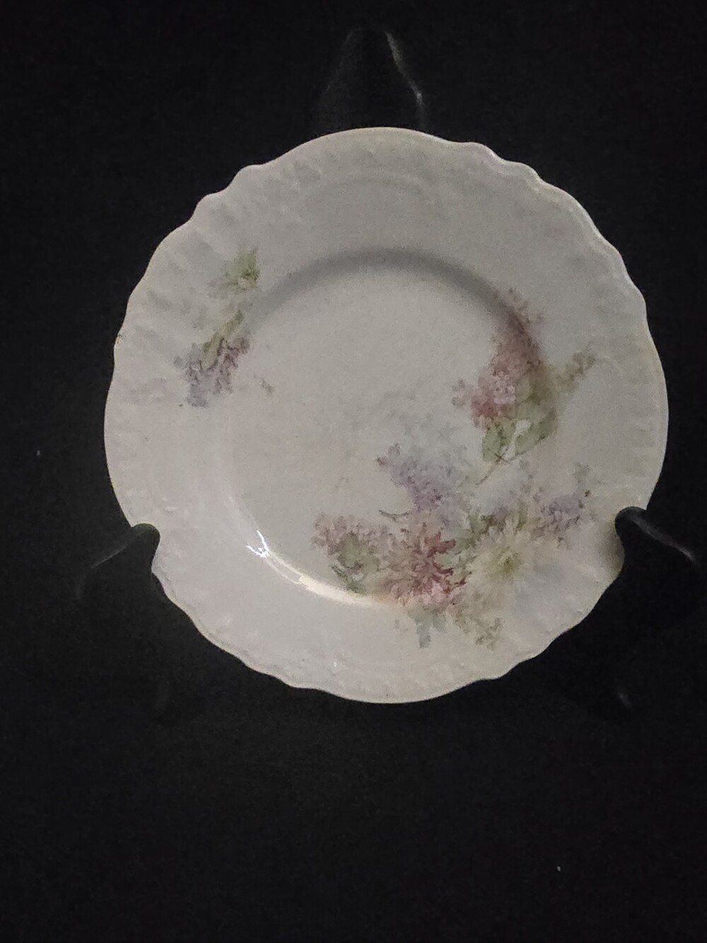 Classic White Porcelain Dinner Plate with Delicate Pastel Floral Pattern